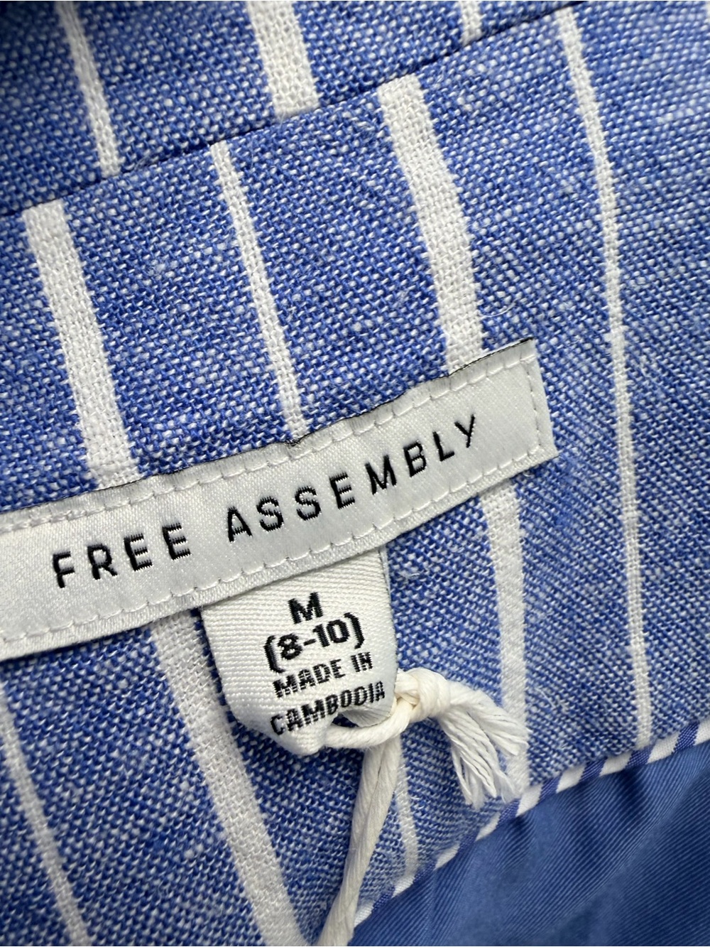 Free Assembly Blue Stripe Linen Blend Blazer – Size M - Picture 12 of 13
